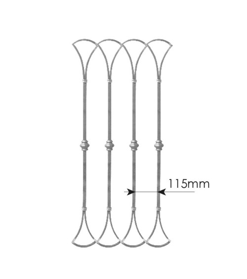 Balaustre Forjado Abanico Doble Nudo Cuadrado 16 mm