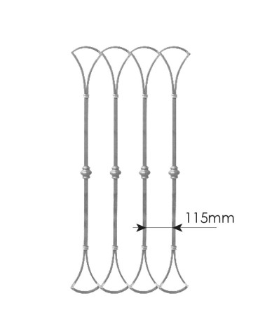 Balaustre Forjado Abanico Doble Nudo Cuadrado 16 mm