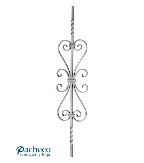 Balaustre Forjado Entorchado Doble Corazón con Ces Cuadrado 12 mm