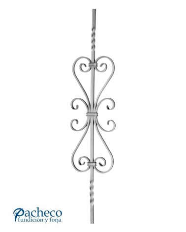 Balaustre Forjado Entorchado Doble Corazón con Ces Cuadrado 12 mm