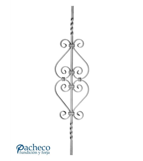 Balaustre Forjado Entorchado Doble Corazón Cuadrado 12 mm