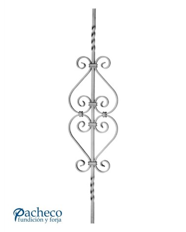 Balaustre Forjado Entorchado Doble Corazón Cuadrado 12 mm