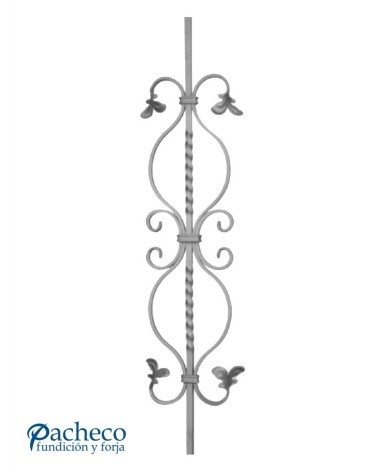Balaustre Forjado Entorchado Ces y Adornos Hojas Cuadrado 12 mm