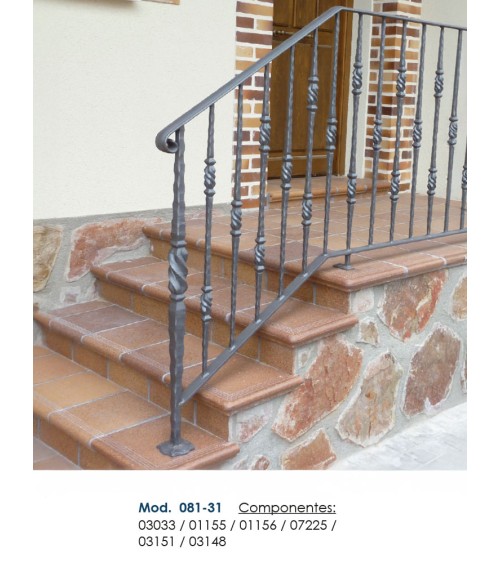 Remate para Pasamanos de Forja con Curva Cerrada Liso con Pliegues Media Caña 50x14 - 40x12 mm