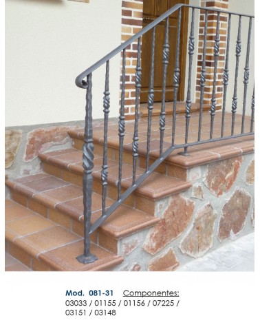 Remate para Pasamanos de Forja con Curva Cerrada Liso con Pliegues Media Caña 50x14 - 40x12 mm