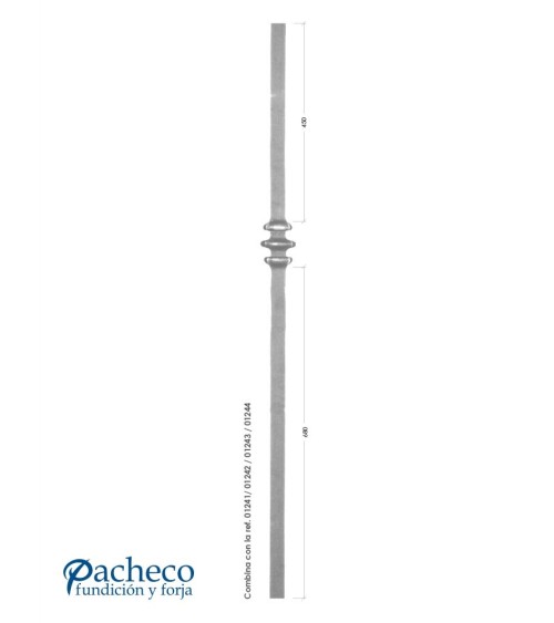 Arranques de Forja para Escalera Triple Anillo Cuadrado 30 mm