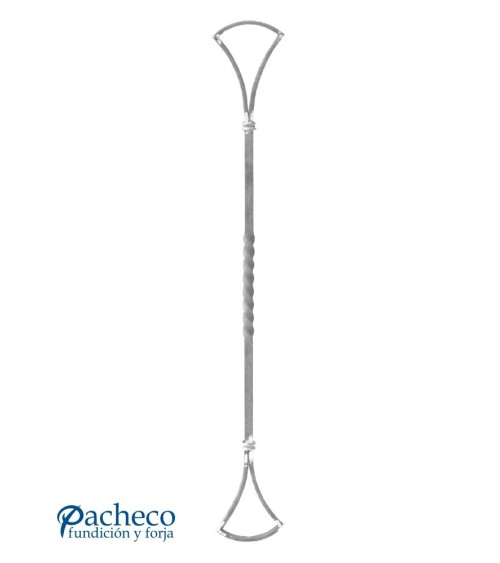 Balaustre Forjado Abanico Doble Entorchado Cuadrado 16 mm