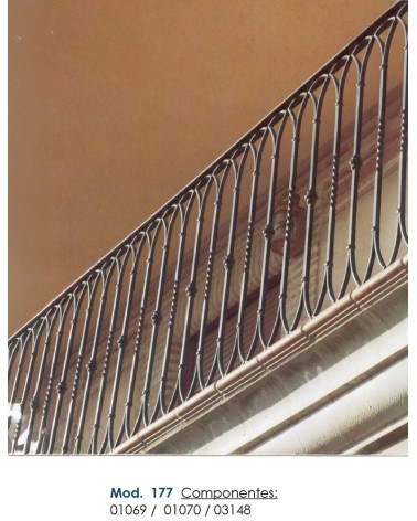 Balaustre Forjado Abanico Doble Entorchado Cuadrado 16 mm