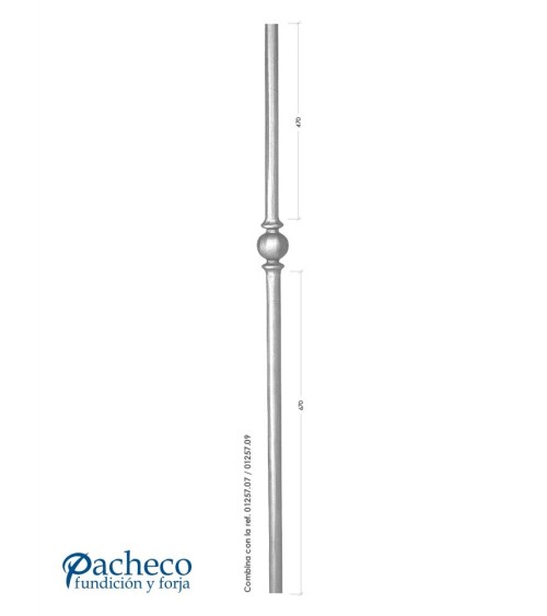 Arranques de Forja para Escalera Bola Central Lisa Redondo 25 mm