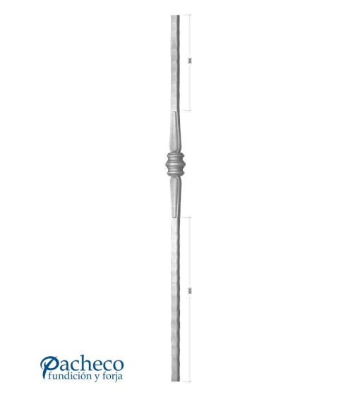 Arranques de Forja para Escalera Doble Lágrima y Macolla Central Cuadrado 25 mm