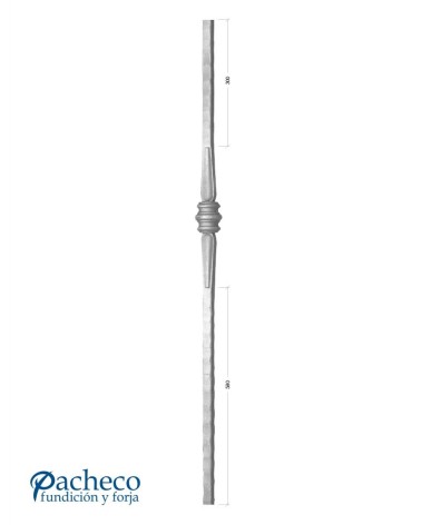 Arranques de Forja para Escalera Doble Lágrima y Macolla Central Cuadrado 25 mm