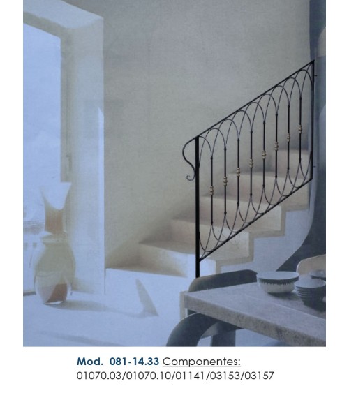 Balaustre Forjado Abanico  Simple 220 mm alto Cuadrado 16 mm