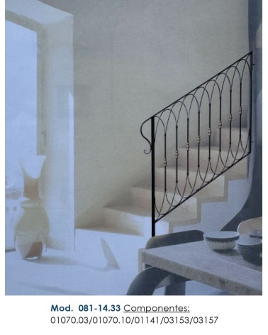 Balaustre Forjado Abanico Simple 220 mm alto Cuadrado 16 mm