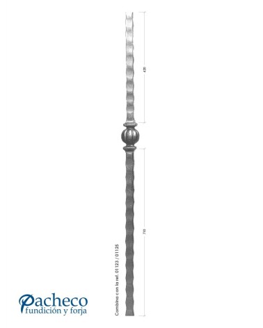 Arranques de Forja para Escalera  Martillado con Bola de Forja Central Cuadrado 30 mm