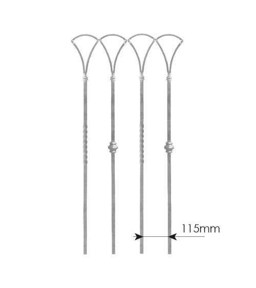 Balaustre Forjado Abanico Entorchado Cuadrado 16 mm