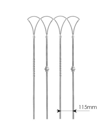 Balaustre Forjado Abanico Entorchado Cuadrado 16 mm