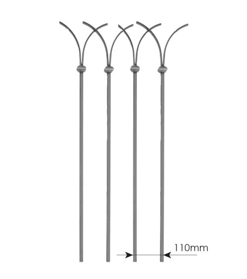 Balaustre Forjado Abanico Abierto Cuadrado 14 mm