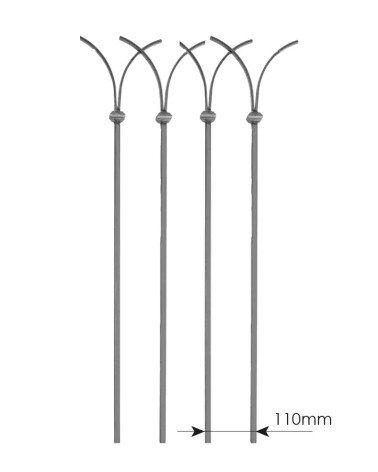 Balaustre Forjado Abanico Abierto Cuadrado 14 mm