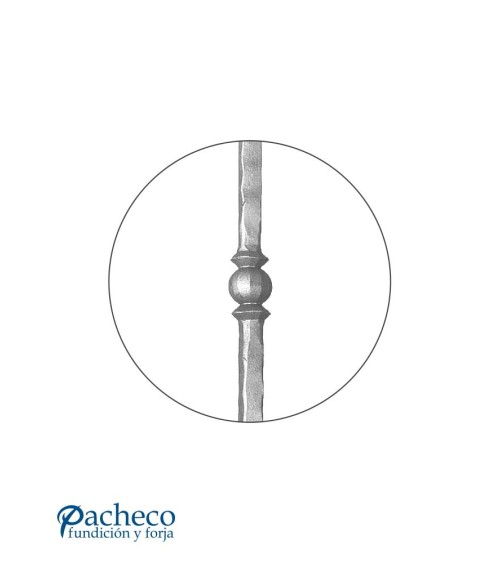 Arranques de Forja para Escalera Martillado con Bola Central Cuadrado 25 mm