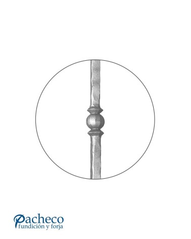 Arranques de Forja para Escalera Martillado con Bola Central Cuadrado 25 mm