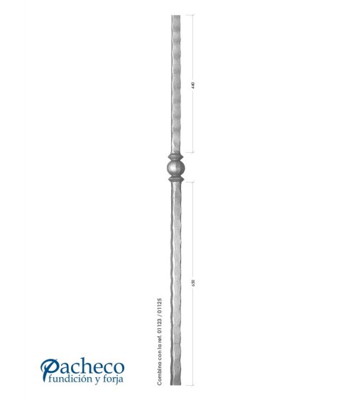 Arranques de Forja para Escalera Martillado con Bola Central Cuadrado 25 mm