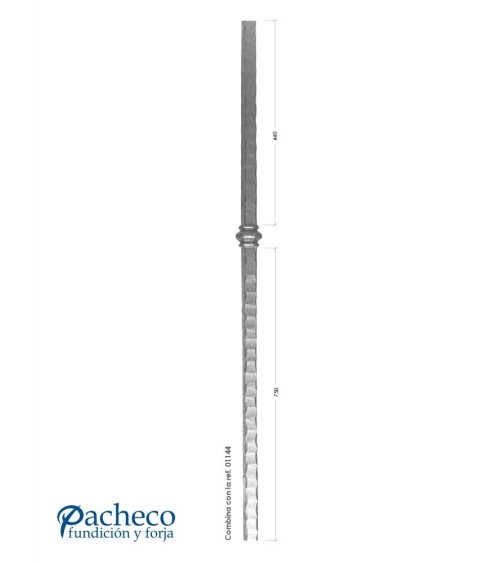 Arranques de Forja para Escalera Martillado Anillo Central  Cuadrado 30 mm