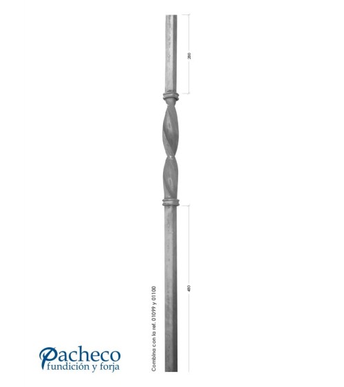 Arranques de Forja para Escalera Entrochado Central Cuadrado 30 mm