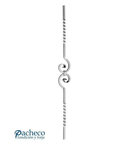 Balaustre Forjado Entorchado Adorno Espiral Cuadrado 12 mm