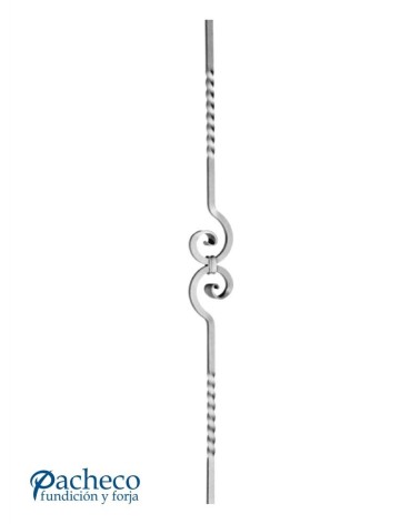 Balaustre Forjado Entorchado Adorno Espiral Cuadrado 12 mm