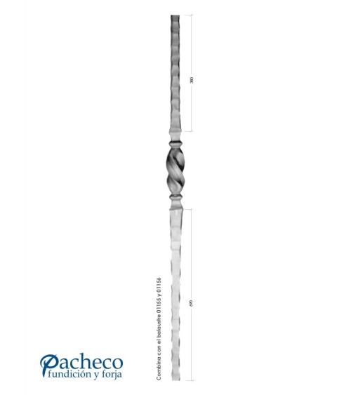 Arranques de Forja para Escalera Martillado Entorchado Central Cuadrado 25 mm