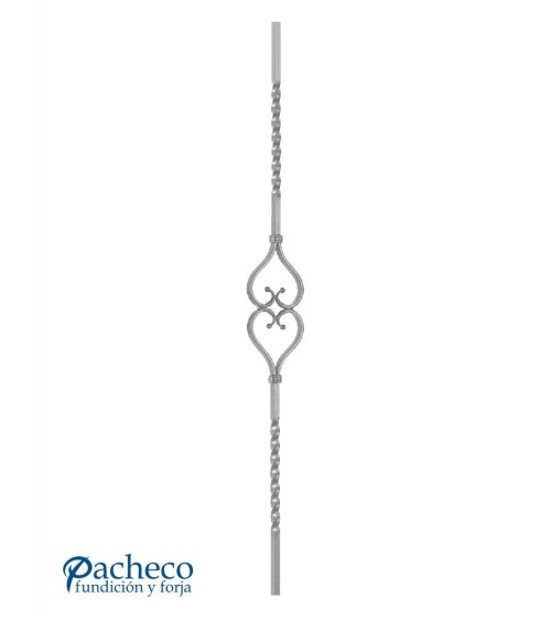 Balaustre Forjado Entorchado Doble Corazón Cuadrado 16 mm