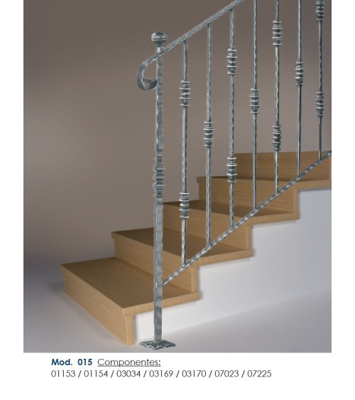 Arranques de Forja para Escalera Martillado Adorno Central de Forja Cuadrado 25 mm