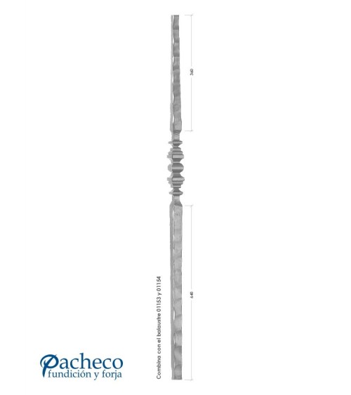 Arranques de Forja para Escalera Martillado Adorno Central de Forja Cuadrado 25 mm