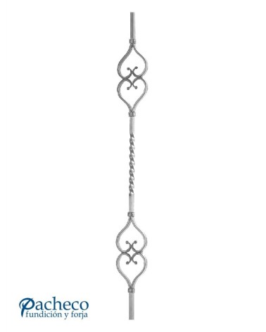Balaustre Forjado Entorchado Central Doble Corazon Cuadrado 16 mm