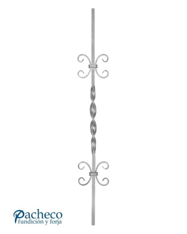 Balaustre Forjado Espiral Central y Doble Ce Cuadrado 14 mm