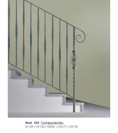 Arranques de Forja para Escalera Entorchado Corazón de Forja Cuadrado 25 mm