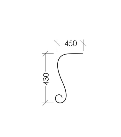 Remate para Pasamanos de Forja con Curva Abierta y Cantos Labrados Pletina 40x8 mm