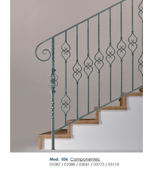 Arranques de Forja para Escalera Entorchado Corazón de Forja Cuadrado 25 mm