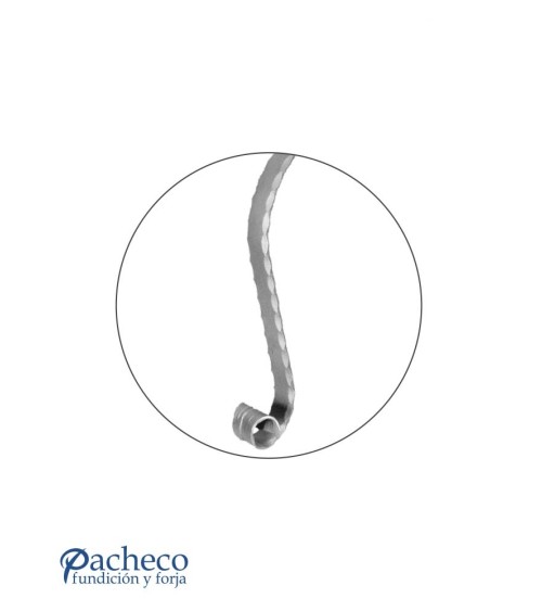 Remate para Pasamanos de Forja con Curva Abierta y Cantos Labrados Pletina 40x8 mm