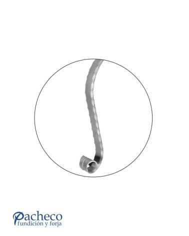 Remate para Pasamanos de Forja con Curva Abierta y Cantos Labrados Pletina 40x8 mm