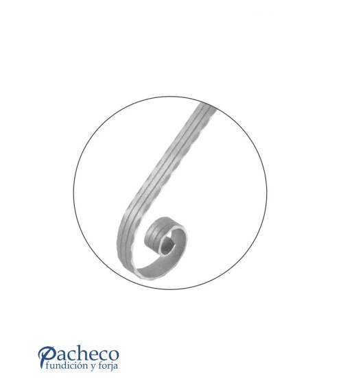 Remate para Pasamanos de Forja de Caracol Liso con Cantos Labrados Pletina 40x8 mm