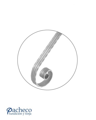 Remate para Pasamanos de Forja de Caracol Liso con Cantos Labrados Pletina 40x8 mm
