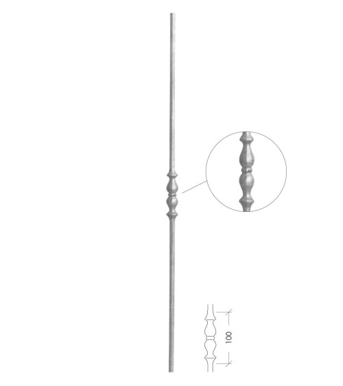 Balaustre Forjado Macolla Doble Central Redondo 12 mm