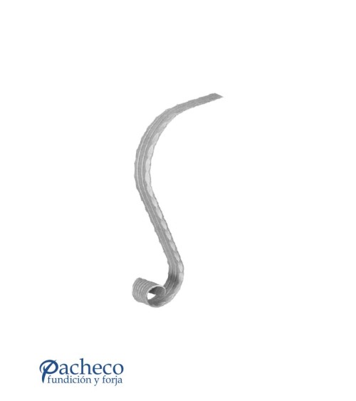 Remate para Pasamanos de Forja con Curva Abierta Liso y Cantos Labrados Pletina 40x8 mm