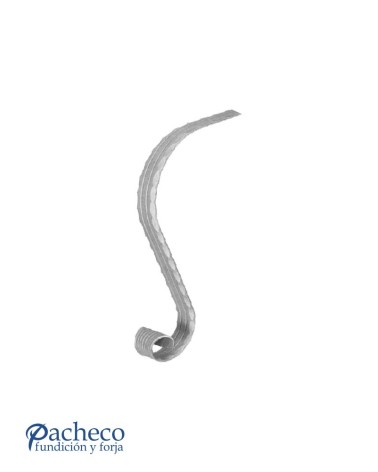 Remate para Pasamanos de Forja con Curva Abierta Liso y Cantos Labrados Pletina 40x8 mm