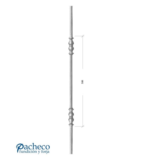 Balaustre Forjado Doble Macolla Central Redondo 12 mm