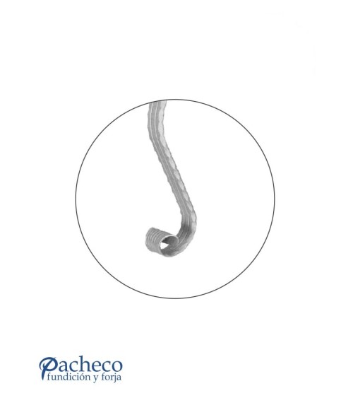 Remate para Pasamanos de Forja con Curva Abierta Liso y Cantos Labrados Pletina 40x8 mm