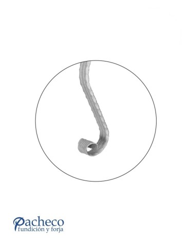 Remate para Pasamanos de Forja con Curva Abierta Liso y Cantos Labrados Pletina 40x8 mm