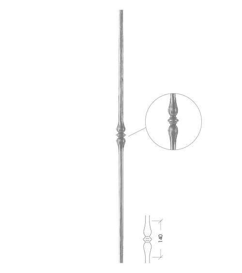 Balaustre Forjado Nudo Alargado Central Redondo 14 mm