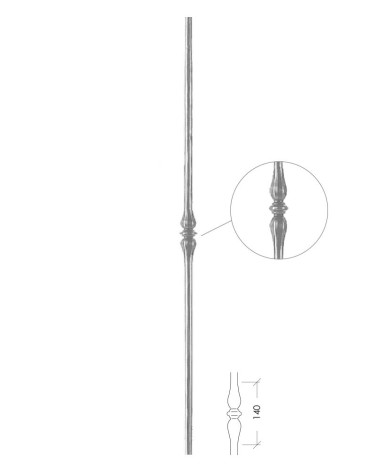 Balaustre Forjado Nudo Alargado Central Redondo 14 mm